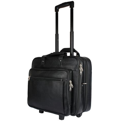 Madame Exclusive Office Black Leather Laptop Trolley Bag - Buy Madame ...