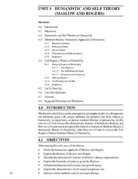 Unit 5 Maslow and Rogers theory of personality - 58 Theories of ...