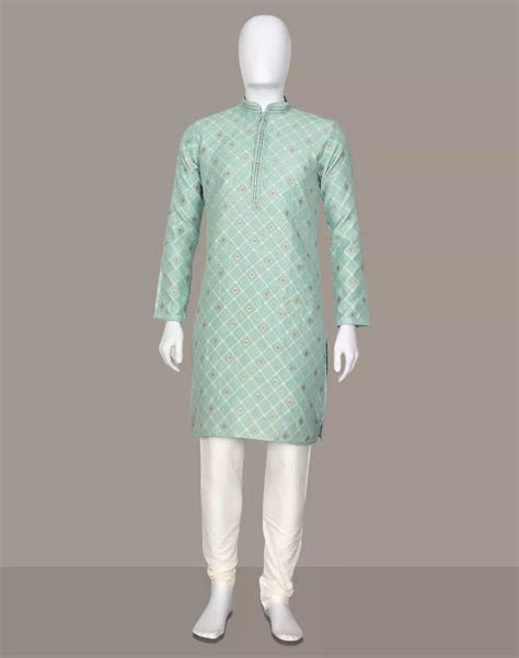 Pista Green Raw Silk Kurta Pajama with Zari Floral Weaving – South ...