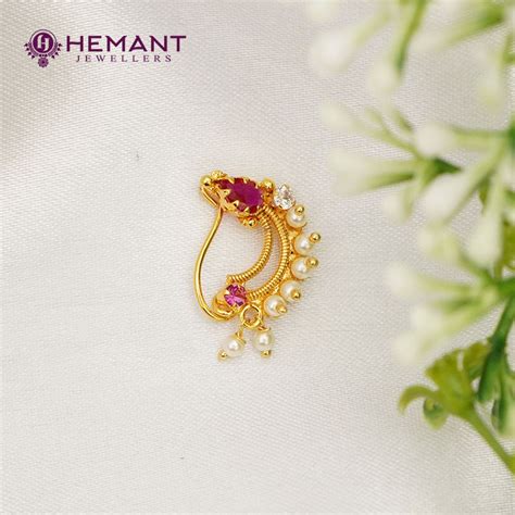 Traditional Maharashtrian Kolhapuri Micro Gold Plated Nath I (Nose Pin ...