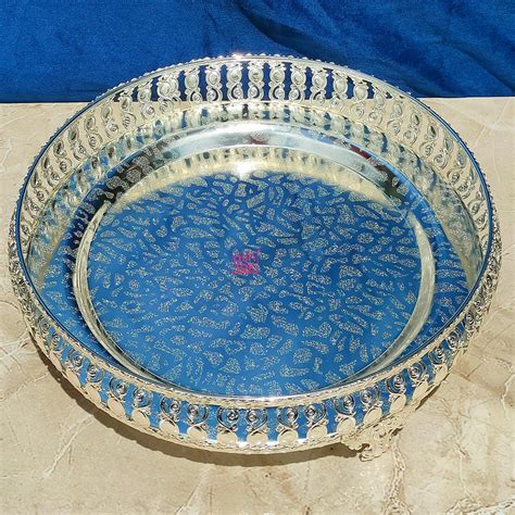 Buy Laser Printed German Silver Tray for Pooja Rituals | Gift Item – Ashtok
