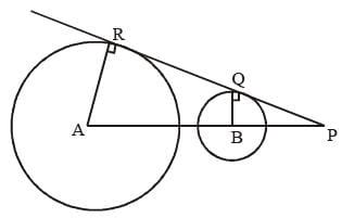A and B are centres of the two circles whose radii are 5 cm and 2 cm ...