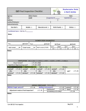 SC Weatherization Works QCI Final Inspection Checklist 2018-2026 - Fill ...