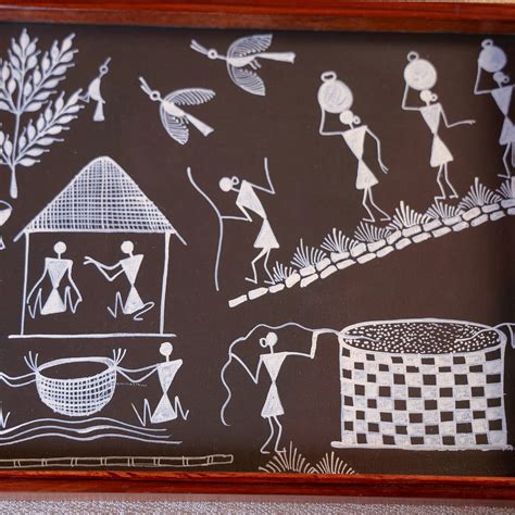Buy Teak Wood Warli Art Serving Tray – Elegant & Durable – Ethnic India ...