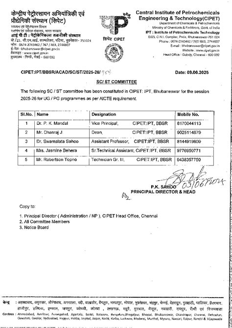 Committees | CIPET : IPT - Bhubaneswar | CIPET : Institute of ...