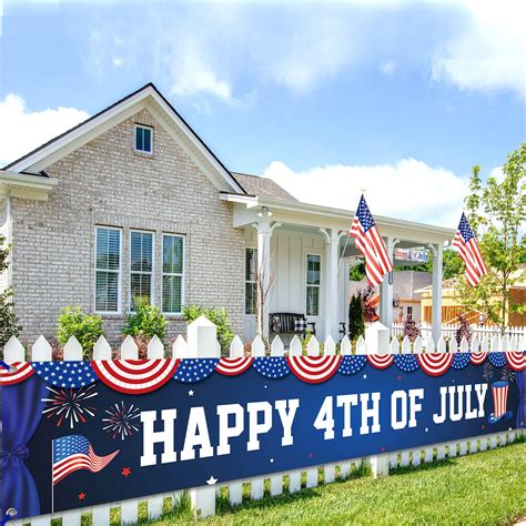 Amazon.com: Happy 4th of July Banner 120x20 Inch, 4th of July Yard ...