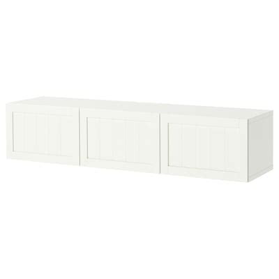 BESTÅ TV bench with doors, white/Pipmakare white, 180x42x38 cm (707 ...