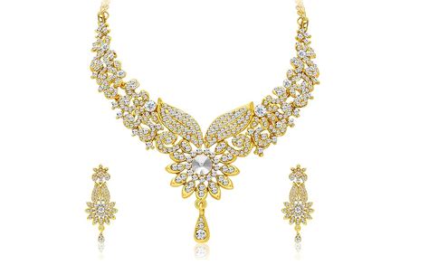 Sukkhi Fabulous Gold Plated AD Necklace Set For Women : Amazon.in ...