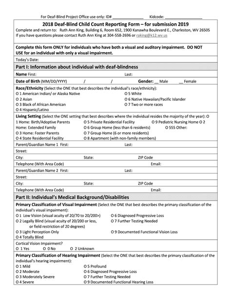 Fillable Online 2018 Deaf-Blind Child Count Reporting Form for ...