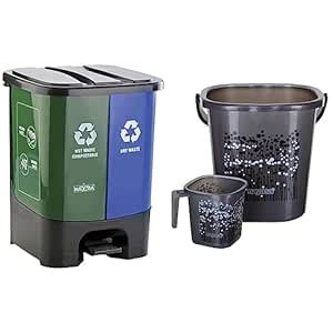 Nayasa 2 in 1 Dustbin - Dry Waste and Wet Waste Step-On Dustbin (19 ...