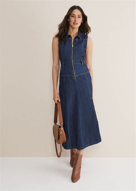 Edie Sleeveless Denim Midi Dress | Phase Eight UK