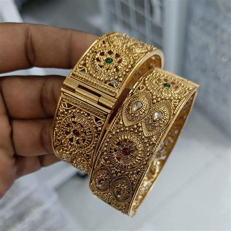Rani Sati Jewels Gold Plated Pota Stone Openable Bangles Set – JewelEMarket