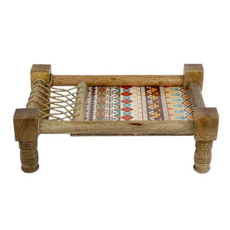Buy OGGN Handmade Wooden Khaat Serving Platter, Traditional Print Khat ...