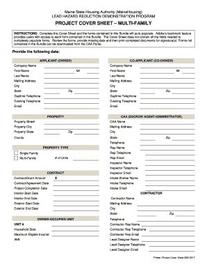 Fillable Online PROJECT COVER SHEET MULTI-FAMILY Fax Email Print ...