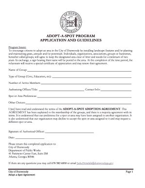 Fillable Online ADOPT-A-SPOT PROGRAM APPLICATION AND GUIDELINES Fax ...