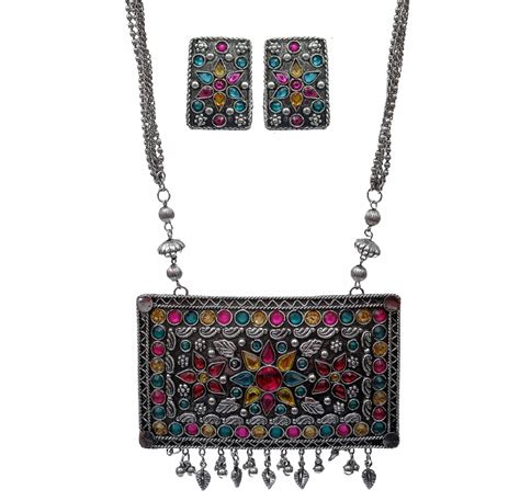 Buy Jewel India Traditional Antique Oxidised German Silver Ethnic Big ...