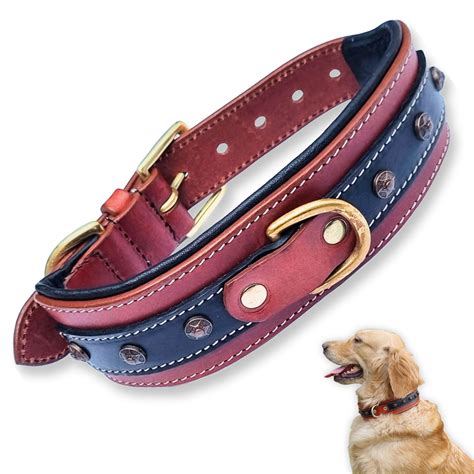 Buy Bruby Premium Leather Dog Collar with Soft Padding and Brass Studs ...
