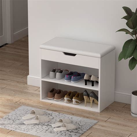 Free Shipping! 2-Tier Shoes Bench, Modern Shoe Storage Cabinet Shoes ...