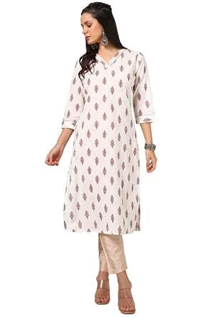 Buy Soch Womens Off White Cotton Ethnic Motifs Kurta with Gotta Patti ...