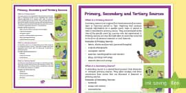 Primary and Secondary Sources of History - Teaching Posters