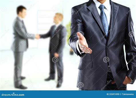 Business Man with an Open Hand Ready To Seal a Deal Stock Photo - Image ...