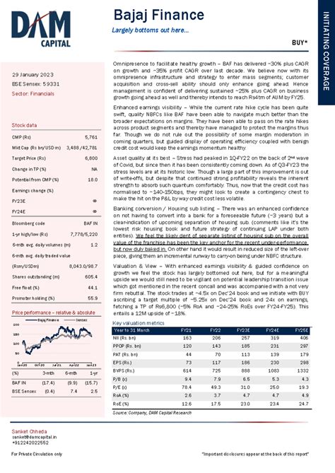 BJFN.NS-DAM Capital Advisors: Initiating Coverage on Bajaj Finance (BUY ...