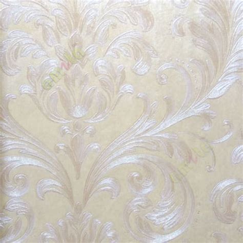 Brown beige gold color traditional damask carved finished embossed ...