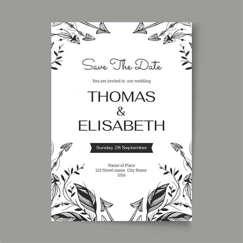 Black and white wedding card Images - Free Download on Freepik