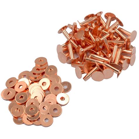 DGOL 50 Sets Shinning #12 Size 12 Red Copper Burrs Rivets Washers 9/16 ...