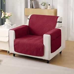 HOKIPO Polyester 1 Seater Quilted Sofa Cover with Pockets, Maroon (In ...
