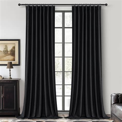 Long Black Curtains for Living Room Black Out Drapes for Bedroom, Lush ...