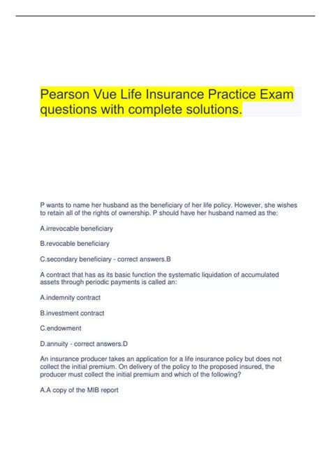 Image result for Life Insurance Exam Practice Questions