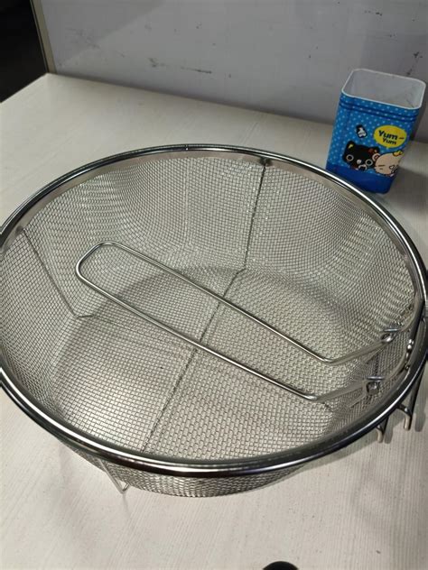 Snevad Round Fryer Basket with Folding Handle Deep Wire Strainer for ...