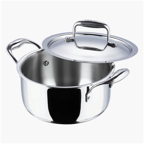 Buy VINOD Platinum Triply Stainless Steel Sauce Pot with Lid - 20cm, 3L ...