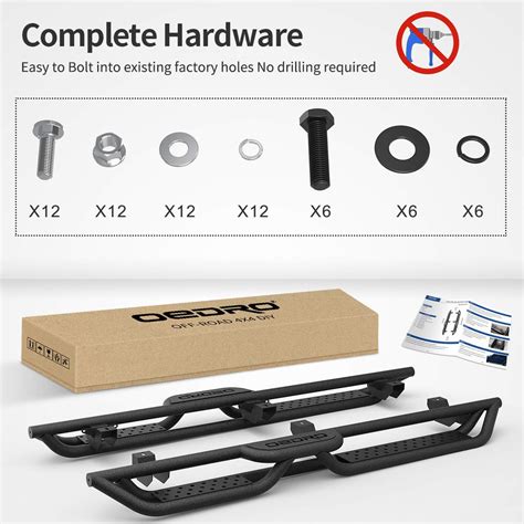 OEDRO Running Boards with Two Stairs Design All-Steel Build, Bolt-on ...