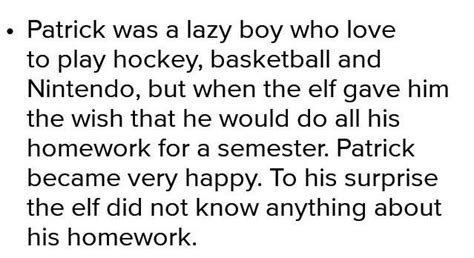in who did Patrick's homework story 'what did Patrick like to do ...
