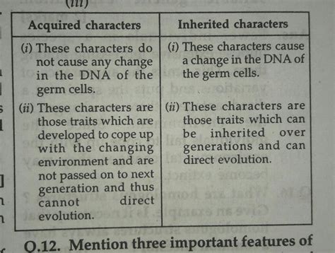 distinguish between the acquired trait and the inherited trait in ...