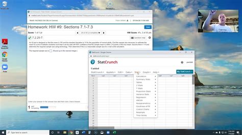 Finding Test Statistic Using StatCrunch 的图像结果