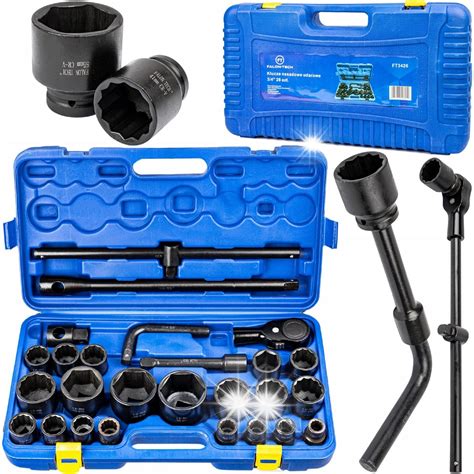ZESTAW KLUCZE NASADOWE NASADKI UDAROWE DO KÓŁ MOCNE 3/4" 1" 6-K 12-K ...