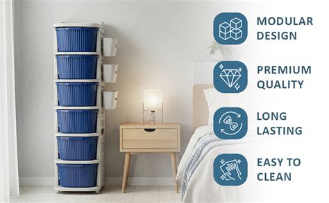 Kuber Industries 6 Tier Plastic Storage Drawer Cabinet with Side Basket ...