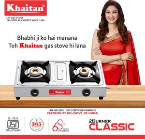 Khaitan 2 Burner Classic Stainless Steel Manual Gas Stove Price in ...