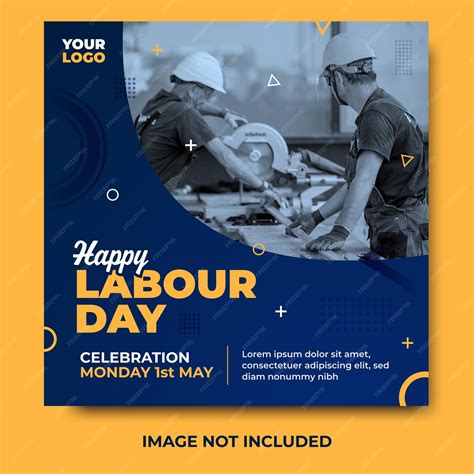 Premium Vector | Happy labour day social media post design template