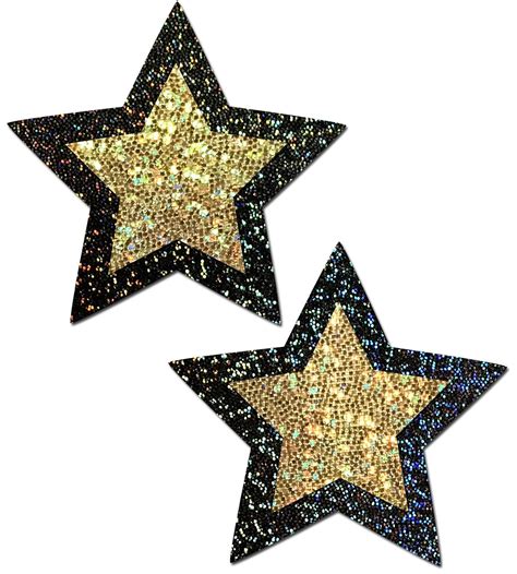 Black Glitter Stars & Petite Gold Glitter Center Pastease o/s: Amazon ...