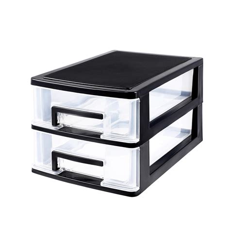 Desktop Organizer with Drawers Plastic Drawers Organizer Small 2 Drawer ...
