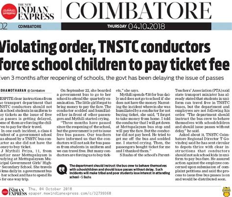Violating order,TNSTC conductors force school children to pay ticket fee.