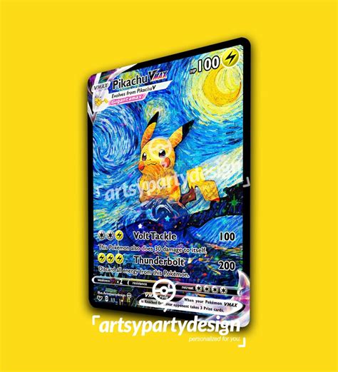 Pikachu Starry Night, Custom Pokemon Card, Pikachu Card, Van Gogh ...