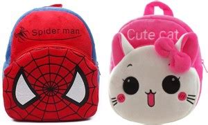 SB07 Combo Of Kids School Bag (Spiderman & Cute Cat)Fabric Cartoons Bag ...