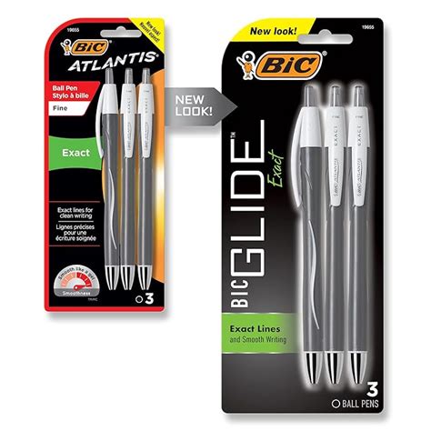 BIC Atlantis Exact Retractable Ball Pen, Fine Point (0.7 mm), Black, 3 ...