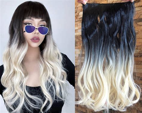 Black And Platinum Blonde Ombre Hair