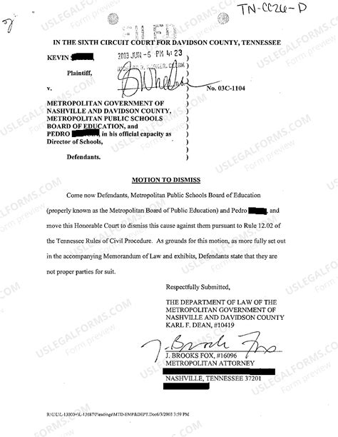 Tennessee Motion To Dismiss | US Legal Forms